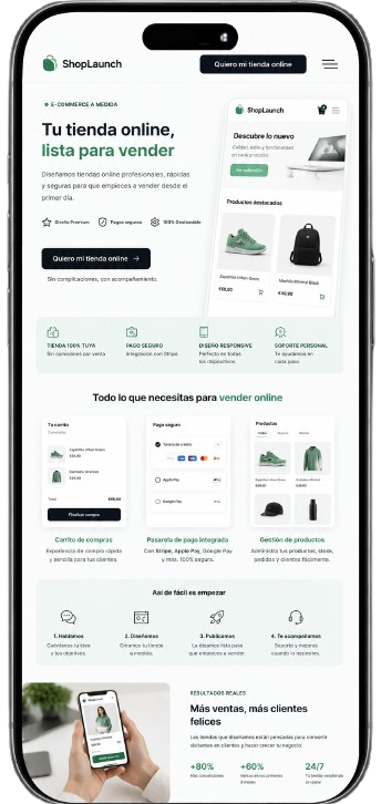 Mockup de una Web Shop en móvil