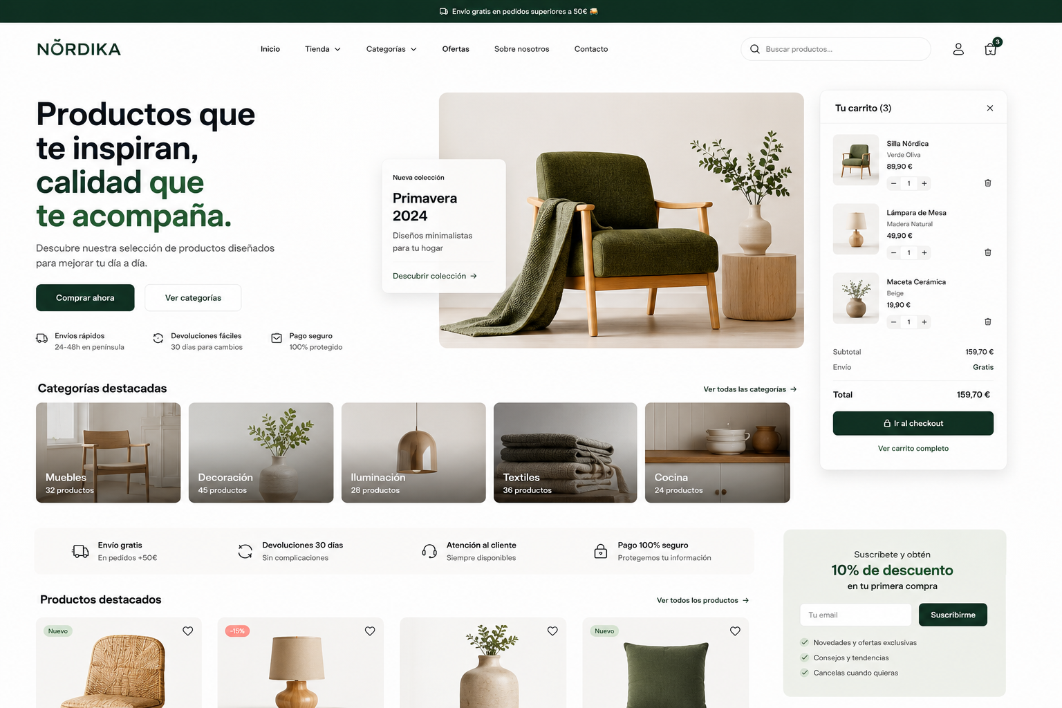 Mockup de una Web Shop en escritorio, portátil y móvil