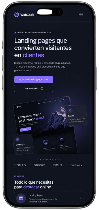 Mockup de una Web Starter en móvil