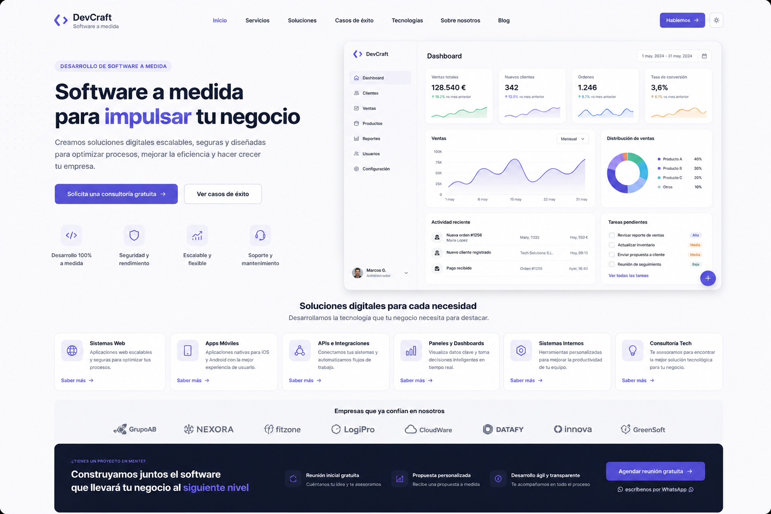 Mockup de Software a medida en escritorio, portátil y móvil